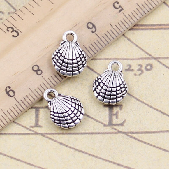 20pcs Charms Double Sided Shell 13x20mm Antique Silver Color Pendants Making DIY Handmade Jewelry Factory Wholesale