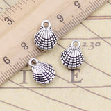 20pcs Charms Double Sided Shell 13x20mm Antique Silver Color Pendants Making DIY Handmade Jewelry Factory Wholesale