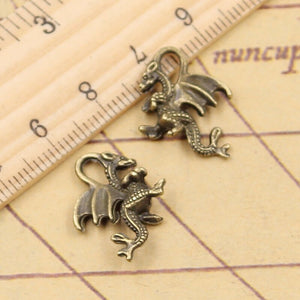 20pcs Charms Dragon 21x14mm Tibetan Bronze Silver Color Pendants Antique Jewelry Making EF3828