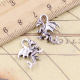 20pcs Charms Dragon 21x14mm Tibetan Bronze Silver Color Pendants Antique Jewelry Making EF3828