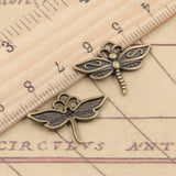 20pcs Charms Dragonfly 16x22mm Tibetan Bronze Silver Color Pendants Antique Jewelry Making DIY Handmade Craft