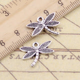 20pcs Charms Dragonfly 18x14mm Tibetan Bronze Silver Color Pendants Antique Jewelry Making EF3638