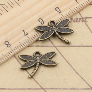 20pcs Charms Dragonfly 18x14mm Tibetan Bronze Silver Color Pendants Antique Jewelry Making EF3638