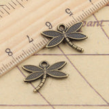 20pcs Charms Dragonfly 18x14mm Tibetan Bronze Silver Color Pendants Antique Jewelry Making EF3638