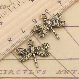 20pcs Charms Dragonfly 21x19mm Tibetan Bronze Silver Color Pendants Antique Jewelry Making EF3636