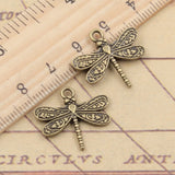20pcs Charms Dragonfly 21x19mm Tibetan Bronze Silver Color Pendants Antique Jewelry Making EF3636