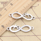 20pcs Charms ECG Heartbeat Heart Intifinty Link 11x33mm Tibetan Silver Color Pendants Antique Jewelry Making DIY Handmade Craft