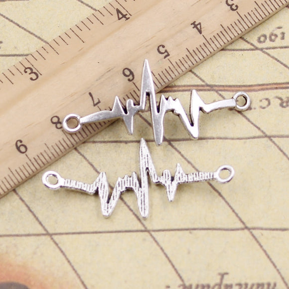 20pcs Charms ECG Link Connector 40x20mm Tibetan Bronze Silver Color Pendants Antique Jewelry Making DIY Handmade Craft