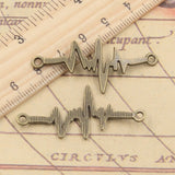 20pcs Charms ECG Link Connector 40x20mm Tibetan Bronze Silver Color Pendants Antique Jewelry Making DIY Handmade Craft
