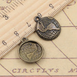 20 piezas de dijes de globo terráqueo, 19 x 16 mm, color bronce tibetano, colgantes de plata, joyería antigua, artesanía hecha a mano. 