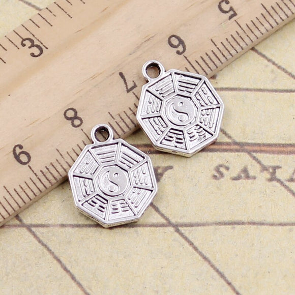 20pcs Charms Eight Diagrams Yin Yang 15x12mm Tibetan Silver Color Pendants Antique Jewelry Making EF3675
