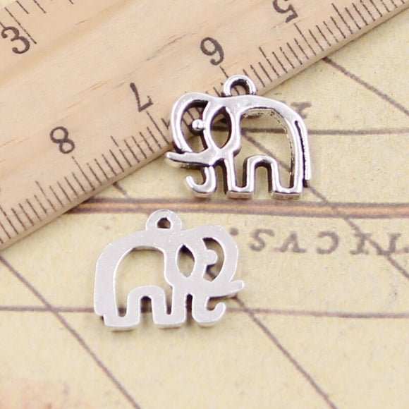 20pcs Charms Elephant 14x16mm Tibetan Silver Color Pendants Antique Jewelry Making DIY Handmade Craft Pendant