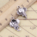 20pcs Charms Elephants Head 22x16mm Tibetan Bronze Silver Color Pendants Antique Jewelry Making DIY Handmade Craft