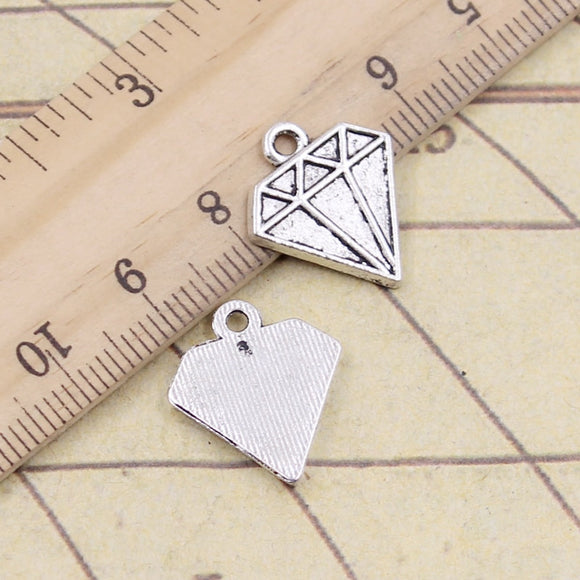 20pcs Charms Faceted dia-mond Gem 16x18mm Tibetan Silver Color Pendants Antique Jewelry Making DIY Handmade Craft EF4648