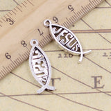 20pcs Charms Fish JESUS 27x20mm Tibetan Silver Color DIY Retro Jewelry Bracelet Necklace Antique Bronze Silver Color Pendant