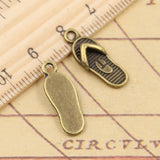 20pcs Charms Flip Flops Slipper 21x8mm Tibetan Bronze Silver Color Pendants Antique Jewelry Making DIY Handmade Craft Pendant EF3917