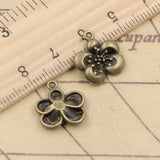 20pcs Charms Flower 15x14mm Tibetan Bronze Silver Color Pendants Antique Jewelry Making DIY Handmade Craft