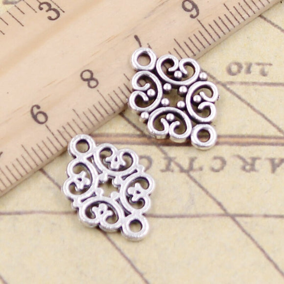 20pcs Charms Flower Connector 20x13mm Tibetan Bronze Silver Color Pendants Antique Jewelry Making DIY Handmade Craft