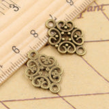 20pcs Charms Flower Connector 20x13mm Tibetan Bronze Silver Color Pendants Antique Jewelry Making DIY Handmade Craft