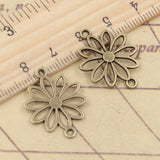 20pcs Charms Flower Connector 25x19mm Tibetan Bronze Silver Color Pendants Antique Jewelry Making DIY Handmade Craft