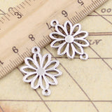 20pcs Charms Flower Connector 25x19mm Tibetan Bronze Silver Color Pendants Antique Jewelry Making DIY Handmade Craft