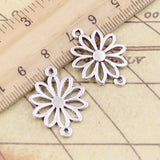 20pcs Charms Flower Connector 25x19mm Tibetan Bronze Silver Color Pendants Antique Jewelry Making DIY Handmade Craft