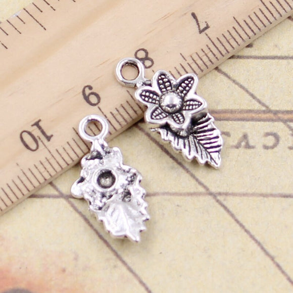 20pcs Charms Flower Leaf 22x11mm Tibetan Silver Color Pendants Antique Jewelry Making DIY Handmade Craft