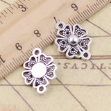 20pcs Charms Flower Link Connector 20x10mm Tibetan Bronze Silver Color Pendants Antique Jewelry Making DIY Handmade Craft