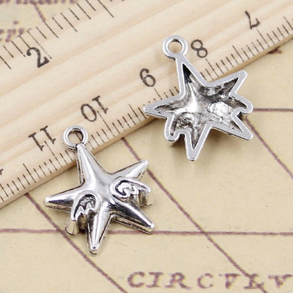 20pcs Charms Fly Star With Wing 22x18mm Tibetan Silver Color Pendants Antique Jewelry Making DIY Handmade Craft