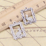 20pcs Charms Framed Rabbit 24x17mm Tibetan Bronze Silver Color Pendants Antique Jewelry Making DIY Handmade Craft Pendant