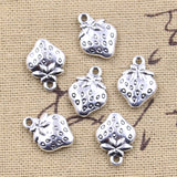 20pcs Charms Fruit Strawberry 15x11mm Antique Silver Color Pendants DIY Crafts Making Findings Handmade Tibetan Jewelry