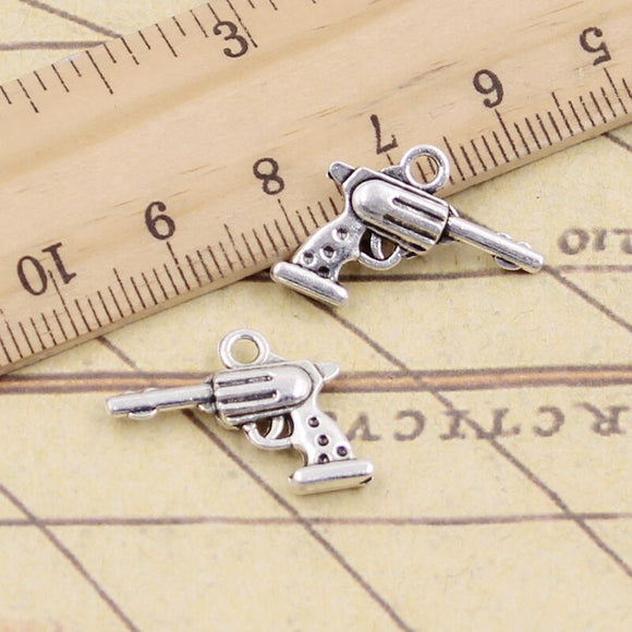 20pcs Charms Gun Pistol 16x20mm Tibetan Silver Color Pendants Antique Jewelry Making DIY Handmade Craft EF4645