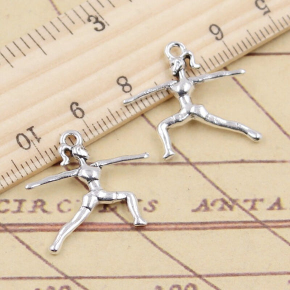 20pcs Charms Gymnastics Player Gymnast Sporter 23x23mm Tibetan Silver Color Pendants Antique Jewelry Making DIY Handmade Craft