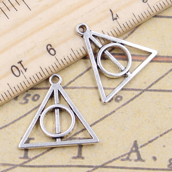 20pcs Charms Hallows Deathly 22x21mm Antique Silver Color Pendants Making DIY Handmade Jewelry Factory Wholesale