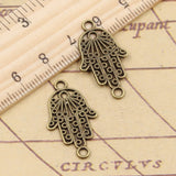 20pcs Charms Hamsa Hand Protection Connector 26x15mm Tibetan Silver Color Pendants Antique Jewelry Making EF3704