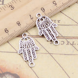 20pcs Charms Hamsa Hand Protection Connector 26x15mm Tibetan Silver Color Pendants Antique Jewelry Making EF3704
