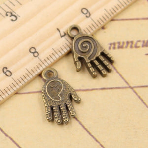 20pcs Charms Hamsa Palm Fatima Hand 18x10mm Tibetan Bronze Silver Color Pendants Antique Jewelry Making DIY Handmade Craft EF3908