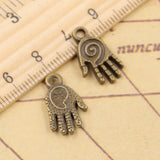 20pcs Charms Hamsa Palm Fatima Hand 18x10mm Tibetan Bronze Silver Color Pendants Antique Jewelry Making DIY Handmade Craft EF3908