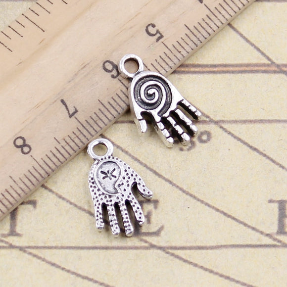 20pcs Charms Hamsa Palm Fatima Hand 18x10mm Tibetan Bronze Silver Color Pendants Antique Jewelry Making DIY Handmade Craft EF3908