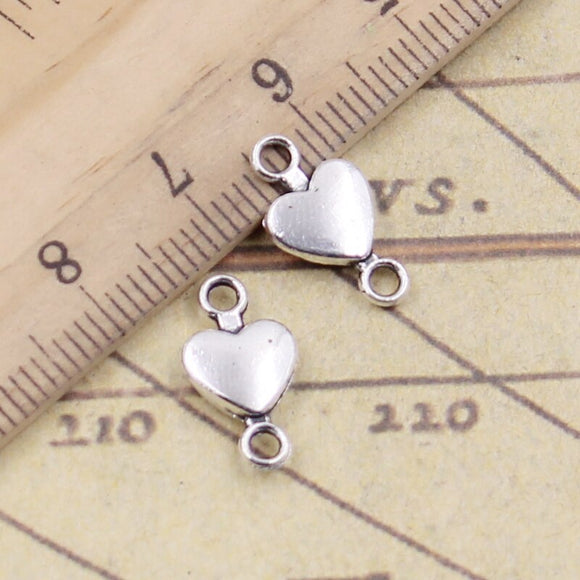 20pcs Charms Heart Connector 15x7mm Tibetan Silver Color Pendants Antique Jewelry Making DIY Handmade Craft
