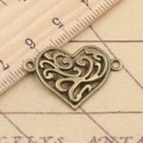 20pcs Charms Heart Connector 27x19mm Tibetan Bronze Silver Color Pendants Antique Jewelry Making DIY Handmade Craft