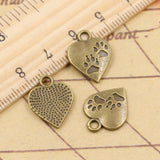 20pcs Charms Heart Foot Feet 17x13mm Tibetan Bronze Silver Color Pendants Antique Jewelry Making DIY Handmade Craft