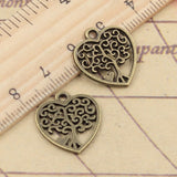 20pcs Charms Heart Life Tree 17x19mm Tibetan Bronze Silver Color Pendants Antique Jewelry Making DIY Handmade Craft EF3732