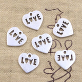 20pcs Charms Heart Love Cut 15x15mm Antique Silver Color Pendants DIY Crafts Making Findings Handmade Tibetan Jewelry