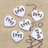 20pcs Charms Heart Love Cut 15x15mm Antique Silver Color Pendants DIY Crafts Making Findings Handmade Tibetan Jewelry