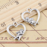 20pcs Charms Heart Lover Angel Cupid 20x18mm Tibetan Bronze Silver Color Pendants Antique Jewelry Making DIY Handmade Craft EF3723