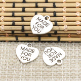 20pcs Charms Heart Made For You 16x16mm Tibetan Silver Color Pendants Antique Jewelry Making DIY Handmade Craft