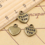 20pcs Charms Heart Thank You 12x11mm Tibetan Bronze Silver Color Pendants Antique Jewelry Making DIY Handmade Craft Pendant