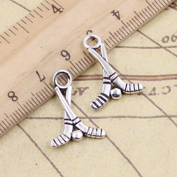 20pcs Charms Hockey Club 16x23mm Tibetan Silver Color Pendants Antique Jewelry Making DIY Handmade Craft