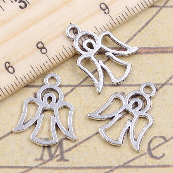 20pcs Charms Hollow Angel 20x12mm Antique Silver Color Pendants Making DIY Handmade Jewelry Factory Wholesale